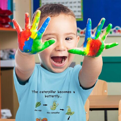 Toddler T-Shirt Insects How A Caterpillar Becomes A Butterfly Hungry Caterpillar Cotton Insects Boy & Girl Clothes Butterfly Transformation Baby Funny Tee Aqua Blue Design Only 3T in Saudi Arabia