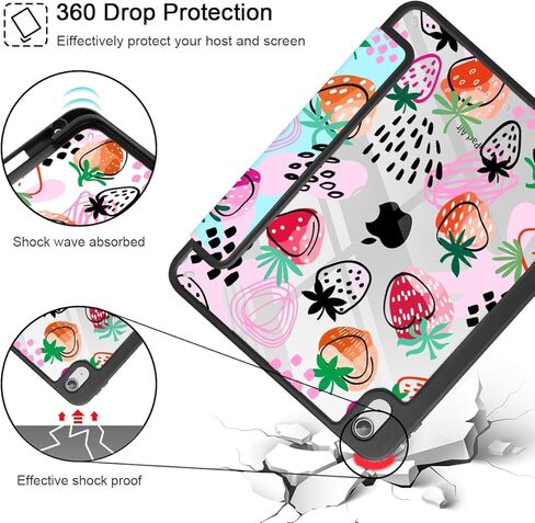for iPad Air 11 Inch Case 7th/6th Gen (M3/M2) 2025/2024, for iPad Air 5th/4th Gen Case 10.9 Inch 2022/2020, Slim Stand Protective Cover with Hard Clear Back Shell Cover, Hand Drawn Strawberry in Saudi Arabia