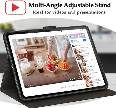 حافظة جلدية متوافقة مع Lenovo Xiaoxin Pad Pro GT TB710FU 11.1 2025 غطاء واقٍ مع غطاء داخلي من السيليكون TPU، حامل مدمج ومقاوم للسقوط (أسود) in Kuwait