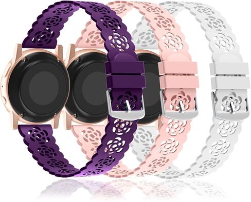 Nigaee 3 Pack 20mm Lace Silicone Band Compatible with Samsung Galaxy Watch 7/FE/6/5/4 40mm 44mm/Watch 5 Pro 45mm/Watch 4 Classic 42 46mm/Watch 3 41mm/Active 40mm/Active 2 40 44mm in Saudi Arabia