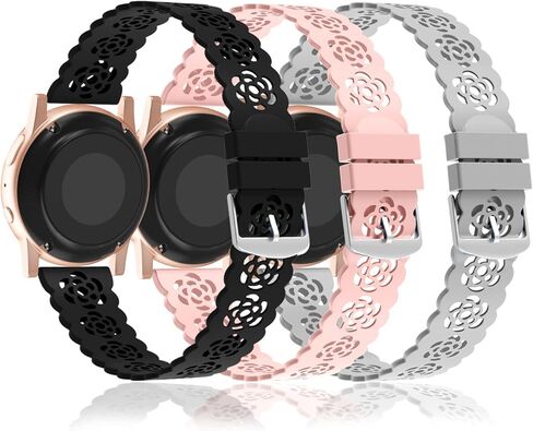 Nigaee 3 Pack 20mm Lace Silicone Band Compatible with Samsung Galaxy Watch 7/FE/6/5/4 40mm 44mm/Watch 5 Pro 45mm/Watch 4 Classic 42 46mm/Watch 3 41mm/Active 40mm/Active 2 40 44mm in Saudi Arabia