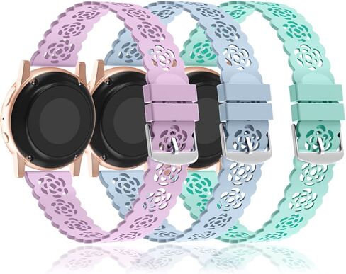 Nigaee 3 Pack 20mm Lace Silicone Band Compatible with Samsung Galaxy Watch 7/FE/6/5/4 40mm 44mm/Watch 5 Pro 45mm/Watch 4 Classic 42 46mm/Watch 3 41mm/Active 40mm/Active 2 40 44mm in Saudi Arabia