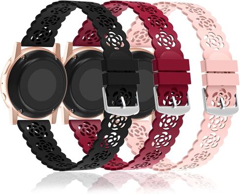 Nigaee 3 Pack 20mm Lace Silicone Band Compatible with Samsung Galaxy Watch 7/FE/6/5/4 40mm 44mm/Watch 5 Pro 45mm/Watch 4 Classic 42 46mm/Watch 3 41mm/Active 40mm/Active 2 40 44mm in Saudi Arabia