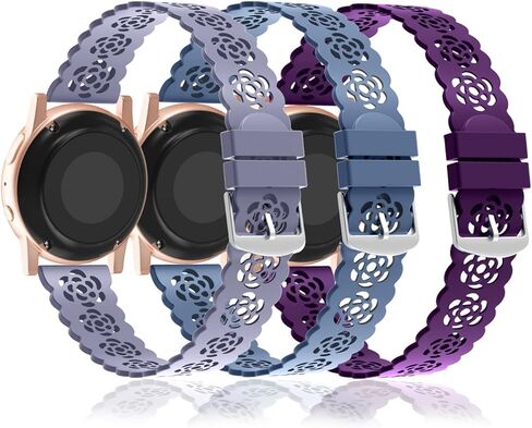 Nigaee 3 Pack 20mm Lace Silicone Band Compatible with Samsung Galaxy Watch 7/FE/6/5/4 40mm 44mm/Watch 5 Pro 45mm/Watch 4 Classic 42 46mm/Watch 3 41mm/Active 40mm/Active 2 40 44mm in Saudi Arabia