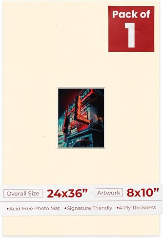 Poster Palooza 24x36 Mat Bevel Cut for 8x10 Photos - Acid Free White Precut Matboard - For Pictures, Photos, Framing - 4-ply Thickness in Saudi Arabia