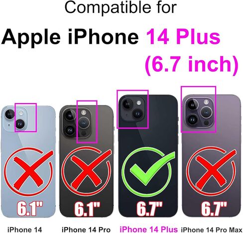 Case Wallet for iPhone 14 Plus, with [3 Card Slots], Kickstand Magnetic Closure PU Leather Shockproof Protective Flip Cover 6.7", Pink Rose in Saudi Arabia