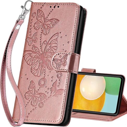 for Samsung Galaxy A53 5G Wallet case, Flip Folio Cover with Stand Feature for Women Men, PU Leather Phone Case Fit for Samsung Galaxy A53 5G [Rose Gold-Butterfly] in Saudi Arabia