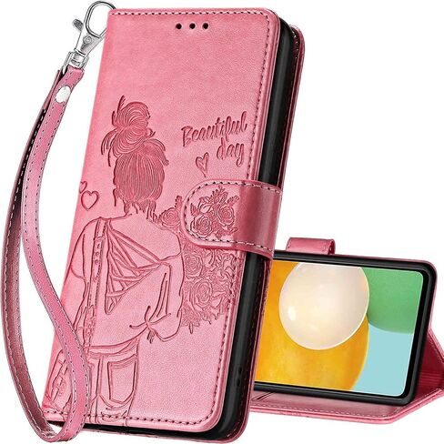 for Samsung Galaxy A53 5G Wallet case, Flip Folio Cover with Stand Feature for Women Men, PU Leather Phone Case Fit for Samsung Galaxy A53 5G [Rose Gold-Butterfly] in Saudi Arabia