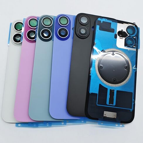قطعة واحدة 2IN1 غطاء خلفي خلفي زجاجي بديل لهاتف iPhone 16 Plus غطاء بطارية زجاجي للوحة الباب غطاء استبدال فتحة كبيرة مع أجزاء صغيرة لوحة معدنية مغناطيسية (وردي) in Saudi Arabia