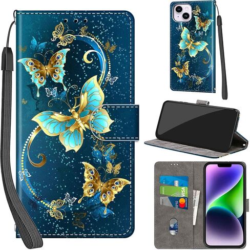 Case Wallet for iPhone 14 Plus, with [3 Card Slots], Kickstand Magnetic Closure PU Leather Shockproof Protective Flip Cover 6.7", Pink Rose in Saudi Arabia