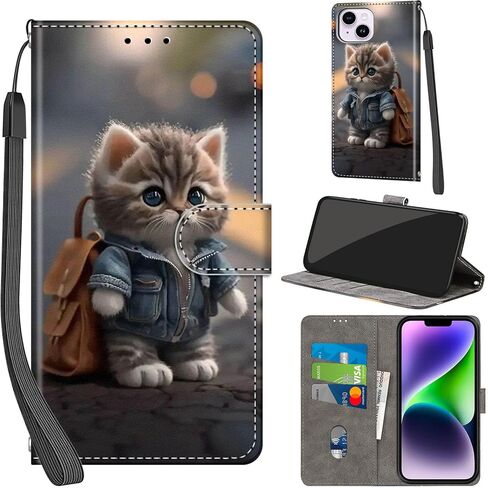 Case Wallet for iPhone 14 Plus, with [3 Card Slots], Kickstand Magnetic Closure PU Leather Shockproof Protective Flip Cover 6.7", Pink Rose in Saudi Arabia