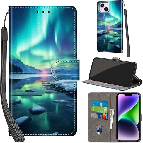 Case Wallet for iPhone 14 Plus, with [3 Card Slots], Kickstand Magnetic Closure PU Leather Shockproof Protective Flip Cover 6.7", Pink Rose in Saudi Arabia