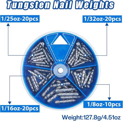 Fishing Nail Weights Kit, 70pcs Fishing Weights Insert Sinkers for Soft Worm Lures Nail Sinker Weight for Wacky Rig Neko Rig Bass Fishing 4 Sizes in Saudi Arabia