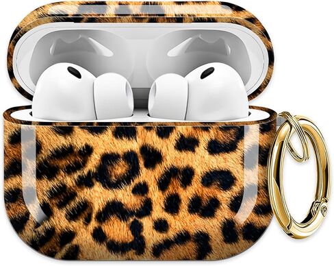 حافظة صلبة لطيفة متوافقة مع حافظة AirPods Pro الجيل الثالث (2025)، غطاء واقٍ مقاوم للصدمات مع مشبك حلقة سلسلة مفاتيح ذهبية (ملونة) in Saudi Arabia