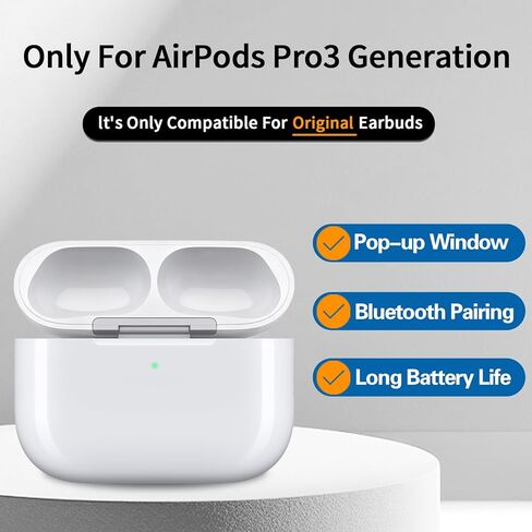 علبة شحن لاسلكية بديلة متوافقة مع AirPods Pro 3 (موديل 2025) - شحن لاسلكي USB-C وQi، سماعات الأذن غير متضمنة in Kuwait