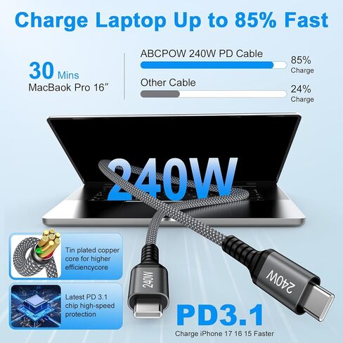 لشاحن iPhone 17 سلك شحن سريع 240 وات USB C إلى USB C كابل iPhone 17 Pro Max سلك شاحن سيارة سلك طاقة 3FT 2 حزمة لهاتف iPhone 17 Pro Air 16 Pro Max 16Pro 16 Plus 16e 15Pro Max 15 MacBook in Saudi Arabia