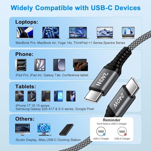 لشاحن iPhone 17 سلك شحن سريع 240 وات USB C إلى USB C كابل iPhone 17 Pro Max سلك شاحن سيارة سلك طاقة 3FT 2 حزمة لهاتف iPhone 17 Pro Air 16 Pro Max 16Pro 16 Plus 16e 15Pro Max 15 MacBook in Saudi Arabia
