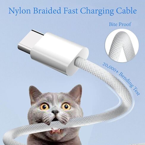 6FT Pack of 2-60W USB C to USB C Fast Charger Cable-2M Long PD (3A) Nylon Braided Type C Data Cable for Apple iPhone 17 16 15 Pro Max Plus,MacBook Air Ipad Pro, Samsung Galaxy S24 S25 Ultra in Saudi Arabia