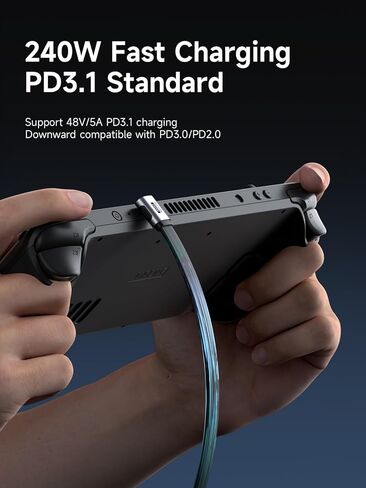 كابل Hagibis USB4، نقل بيانات 80 جيجابت في الثانية، كابل USB-C للشحن السريع 240 واط، كابل USB 4 V2.0 قصير 8K@60 هرتز لهاتف iPhone 17 16 15 Pro Max، iPad Pro، Thunderbolt 5/4 (متوسط ​​90 درجة، 0.3FT) in Saudi Arabia