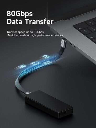 كابل Hagibis USB4، نقل بيانات 80 جيجابت في الثانية، كابل USB-C للشحن السريع 240 واط، كابل USB 4 V2.0 قصير 8K@60 هرتز لهاتف iPhone 17 16 15 Pro Max، iPad Pro، Thunderbolt 5/4 (متوسط ​​90 درجة، 0.3FT) in Saudi Arabia
