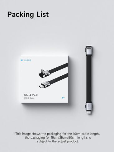 كابل Hagibis USB4، نقل بيانات 80 جيجابت في الثانية، كابل USB-C للشحن السريع 240 واط، كابل USB 4 V2.0 قصير 8K@60 هرتز لهاتف iPhone 17 16 15 Pro Max، iPad Pro، Thunderbolt 5/4 (متوسط ​​90 درجة، 0.3FT) in Saudi Arabia