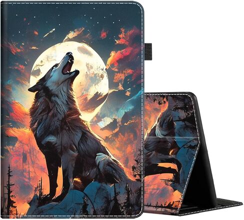 Case for All-New Kindle Paperwhite 12th Gen 2024 (7") & Kindle Colorsoft Signature Edition (7"), Multi-Angle Smart Stand Cover Auto Sleep/Wake, Wolf Howling at The Moon in Saudi Arabia