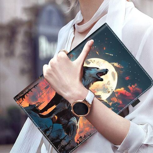 Case for All-New Kindle Paperwhite 12th Gen 2024 (7") & Kindle Colorsoft Signature Edition (7"), Multi-Angle Smart Stand Cover Auto Sleep/Wake, Wolf Howling at The Moon in Saudi Arabia
