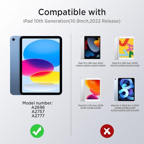 Case for iPad 10th Gen 10.9 inch, Slim Stand Protective Cover with Hard PC Translucent Back Shell Cover for iPad 10th Generation 2022, Auto Wake/Sleep, Support Touch ID, Black in Saudi Arabia