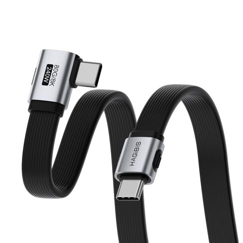 كابل Hagibis USB4، نقل بيانات 80 جيجابت في الثانية، كابل USB-C للشحن السريع 240 واط، كابل USB 4 V2.0 قصير 8K@60 هرتز لهاتف iPhone 17 16 15 Pro Max، iPad Pro، Thunderbolt 5/4 (متوسط ​​90 درجة، 0.3FT) in Saudi Arabia