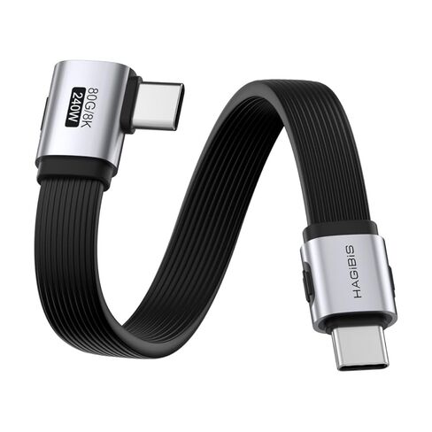 كابل Hagibis USB4، نقل بيانات 80 جيجابت في الثانية، كابل USB-C للشحن السريع 240 واط، كابل USB 4 V2.0 قصير 8K@60 هرتز لهاتف iPhone 17 16 15 Pro Max، iPad Pro، Thunderbolt 5/4 (متوسط ​​90 درجة، 0.3FT) in Saudi Arabia