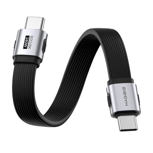 كابل Hagibis USB4، نقل بيانات 80 جيجابت في الثانية، كابل USB-C للشحن السريع 240 واط، كابل USB 4 V2.0 قصير 8K@60 هرتز لهاتف iPhone 17 16 15 Pro Max، iPad Pro، Thunderbolt 5/4 (متوسط ​​90 درجة، 0.3FT) in Saudi Arabia