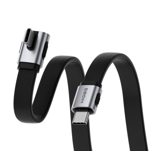 كابل Hagibis USB4، نقل بيانات 80 جيجابت في الثانية، كابل USB-C للشحن السريع 240 واط، كابل USB 4 V2.0 قصير 8K@60 هرتز لهاتف iPhone 17 16 15 Pro Max، iPad Pro، Thunderbolt 5/4 (متوسط ​​90 درجة، 0.3FT) in Saudi Arabia