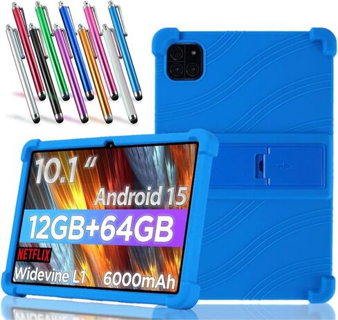 حافظة لجهاز Callsky-Tab Android Tablet، 10.1 بوصة Android 15 Tablet (Cpad 10) - حافظة غطاء حامل من السيليكون خفيفة الوزن مع قلم عشوائي واحد (أسود) in Saudi Arabia