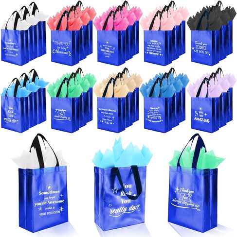 40 Pcs Reusable Gift Bags with Handles - Include 20 Iridescent Gift Bags & 20 Tissue Paper - Christmas Employee Appreciation Gifts Bulk for Staff, Team, Coworker, Teachers, Nurse, Thank You Gifts (Colorful) in Saudi Arabia