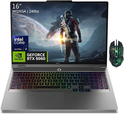 كمبيوتر محمول للألعاب Lenovo Legion 5i، NVIDIA GeForce RTX 5060، شاشة 16 بوصة WQXGA 240 هرتز، Intel Core Ultra 9 275HX، ذاكرة وصول عشوائي DDR5 سعة 32 جيجابايت، 1 تيرابايت SSD، إضاءة خلفية RGB، Wi-Fi 7، Windows 11 Pro، ماوس ألعاب in Kuwait