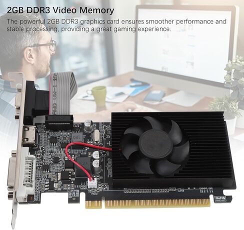 2GB DDR3 Graphics Card, PCI Express 2.0 X16 Bus Interface with HD Multimedia Interface VGA DVI Port, for Desktop Computers Gaming Enthusiasts in Saudi Arabia