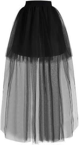 BXT Summer Women's Mesh Maxi Skirt Swing Swallow Tailed See Through Long Evening Nightclub Skirt Dress in Saudi Arabia