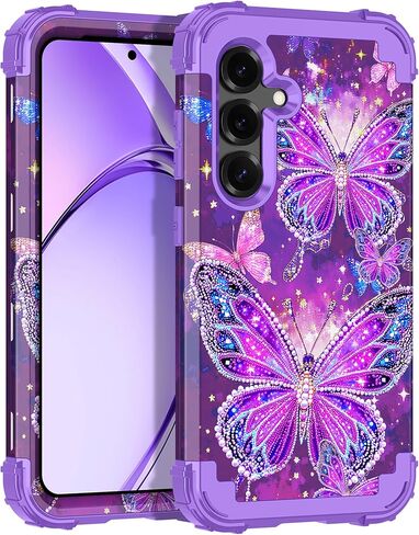 Rancase for Galaxy S25 Case,Three Layer Heavy Duty Shockproof Protection Hard Plastic Bumper +Soft Silicone Rubber Protective Case for Samsung Galaxy S25,Glow in The Dark-Purple in Saudi Arabia