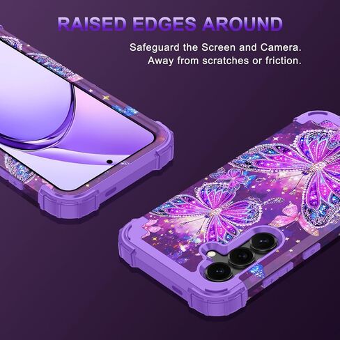 Rancase for Galaxy S25 Case,Three Layer Heavy Duty Shockproof Protection Hard Plastic Bumper +Soft Silicone Rubber Protective Case for Samsung Galaxy S25,Glow in The Dark-Purple in Saudi Arabia