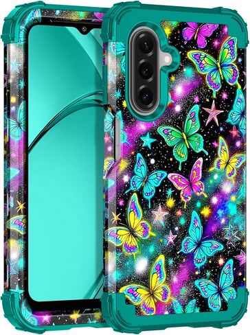 Rancase for Galaxy S25 Case,Three Layer Heavy Duty Shockproof Protection Hard Plastic Bumper +Soft Silicone Rubber Protective Case for Samsung Galaxy S25,Glow in The Dark-Purple in Saudi Arabia