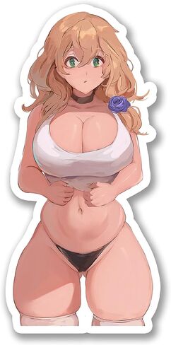 Anime Girl, Sexy Girl, Yellow Hair, Green Eyes, Chubby XXX Sexy Peach Cute Sticker for Adult Laptop Skateboard Motorcycle Car Bike Luggage Case Decoration Waterproof Decals Sticker (Color 3) in Saudi Arabia