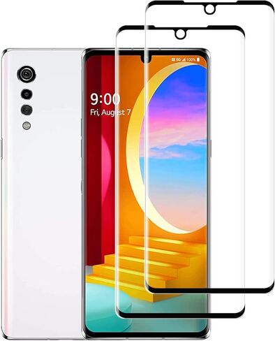 [2 Pack] Full Coverage Tempered Glass Screen Protector for LG Velvet 5G/LG G9, Easy to Install, [3D Curved] [HD Anti-Scratch ] [No-Bubble ] Screen Protector Compatible LG Velvet 5G/LG G9 in Saudi Arabia