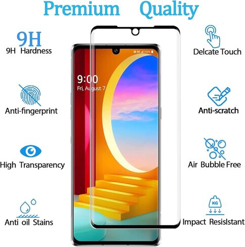 [2 Pack] Full Coverage Tempered Glass Screen Protector for LG Velvet 5G/LG G9, Easy to Install, [3D Curved] [HD Anti-Scratch ] [No-Bubble ] Screen Protector Compatible LG Velvet 5G/LG G9 in Saudi Arabia