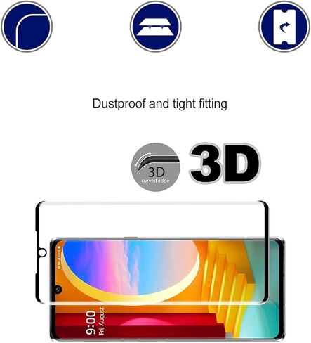 [2 Pack] Full Coverage Tempered Glass Screen Protector for LG Velvet 5G/LG G9, Easy to Install, [3D Curved] [HD Anti-Scratch ] [No-Bubble ] Screen Protector Compatible LG Velvet 5G/LG G9 in Saudi Arabia