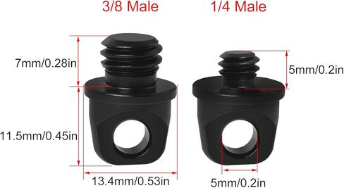 2PCS SLR Camera Screw with Hole 3/8 Male 1/4 Male Lanyard Screw Sport Digital Camera Hand Accessory Camera Quick Release Metal Screw Black in Saudi Arabia