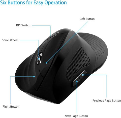 Ergonomic Vertical Mouse, 3 Levels DPI Gaming Optical with Reduced Discomfort, Connection for Gaming Daily Work in Saudi Arabia