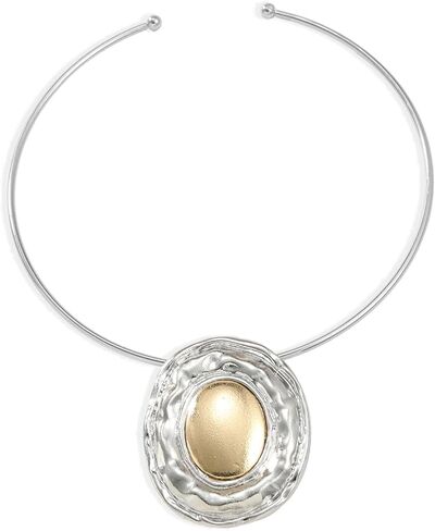 Zurlcdye Gold Statement Necklace for Women Choker Chunky Oval Pendant Necklaces Tribal Ethic Necklace Jewelry Gifts in Saudi Arabia