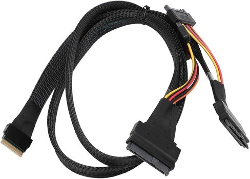 Fockety NVMe Adapter Cable, Mainboard SSD Cable 24Gbps 80CM, SFF-8654 (8I) to 2xSFF-8639 NVMe (U.2), Plug and Play Design, Suitable for NVMe SFF-8654 to for SAS, for SATA Connections in Saudi Arabia