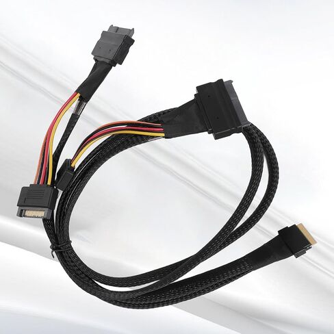 Fockety NVMe Adapter Cable, Mainboard SSD Cable 24Gbps 80CM, SFF-8654 (8I) to 2xSFF-8639 NVMe (U.2), Plug and Play Design, Suitable for NVMe SFF-8654 to for SAS, for SATA Connections in Saudi Arabia