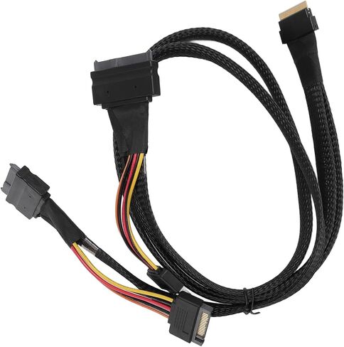 Fockety NVMe Adapter Cable, Mainboard SSD Cable 24Gbps 80CM, SFF-8654 (8I) to 2xSFF-8639 NVMe (U.2), Plug and Play Design, Suitable for NVMe SFF-8654 to for SAS, for SATA Connections in Saudi Arabia